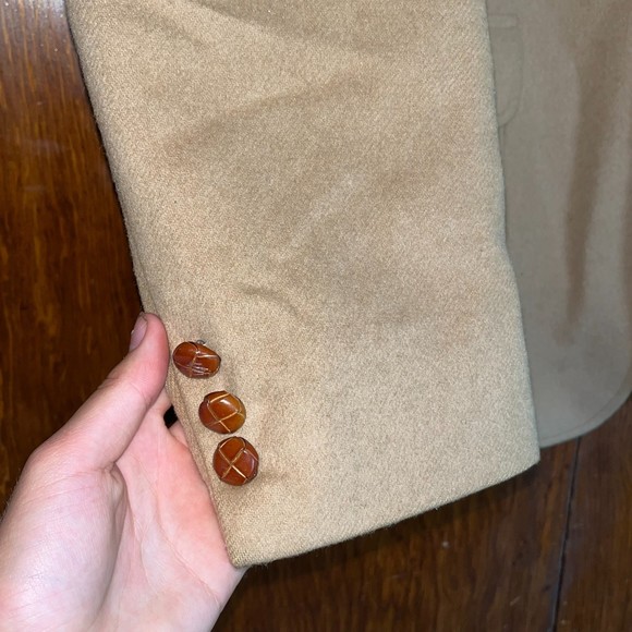 Vintage Michael/Sterns Camel Blazer Jacket Wooden Button Sport Coat Men's 43 - Picture 7 of 8